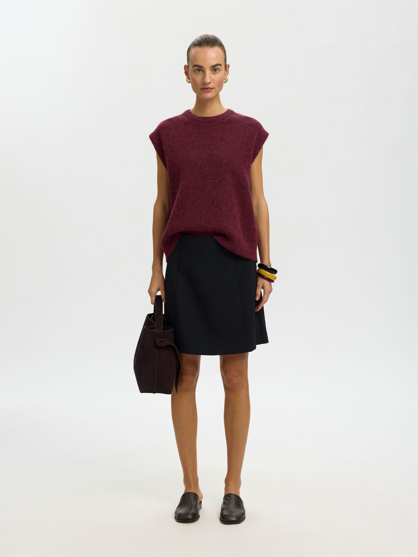WOLMIX GEBREID GILET, Tawny Port, highres