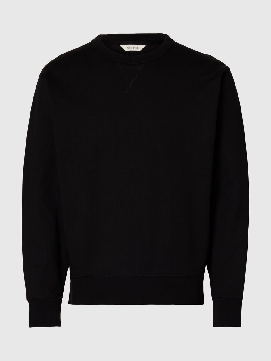 Selected 100% BAUMWOLL SWEATSHIRT, Black, highres - 16099829_Black_001.jpg