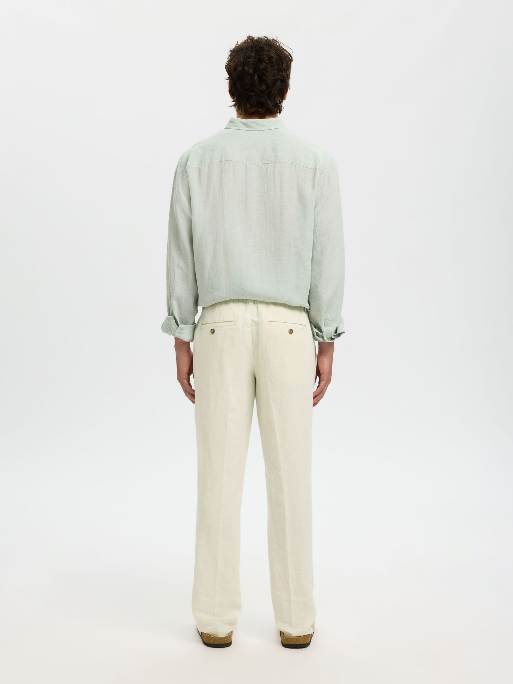 196 STRAIGHT FIT LINEN-BLEND TROUSERS, Cloud Dancer, highres