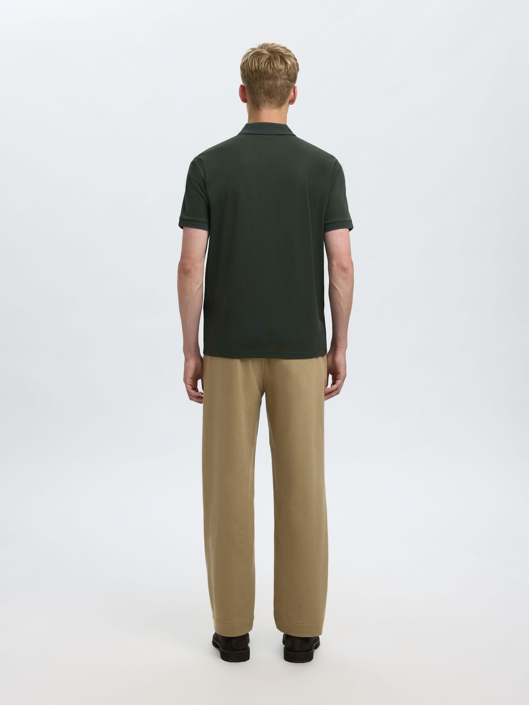 ZIPPER POLO SHIRT, Deep Forest, highres