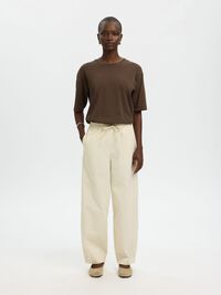 COTTON 2/4 SLEEVED BLOUSE, Chocolate Chip, highres