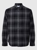 Selected LANGE MOUWEN FLANELLEN SHIRT, Black, highres - 16095733_Black_1143968_001.jpg