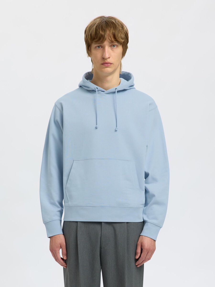 Selected 100% KATOEN HOODIE, Cashmere Blue, highres - 16100000_CashmereBlue_003.jpg