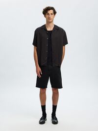 REGULAR FIT DENIM SHORT, Black Denim, highres