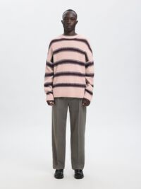 STRIPED KNITTED PULLOVER, Barely Pink, highres