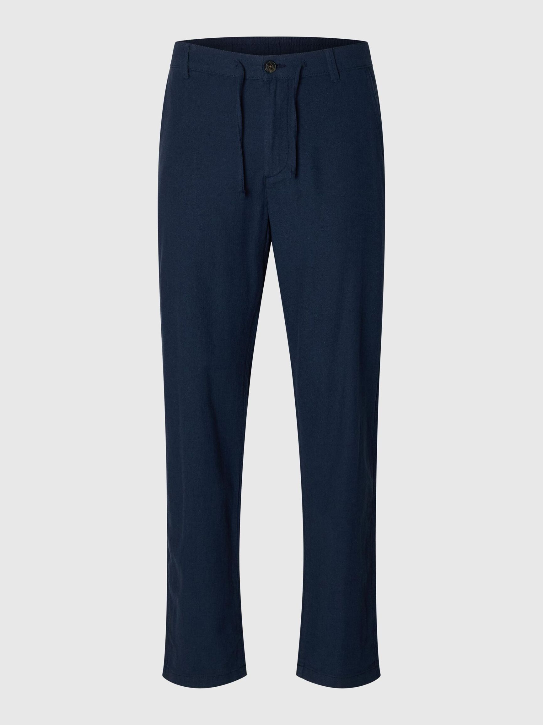 SLIM TAPERED LINEN BLEND TROUSERS, Dark Sapphire, highres