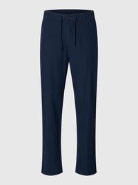 SLIM TAPERED LINEN BLEND TROUSERS, Dark Sapphire, highres