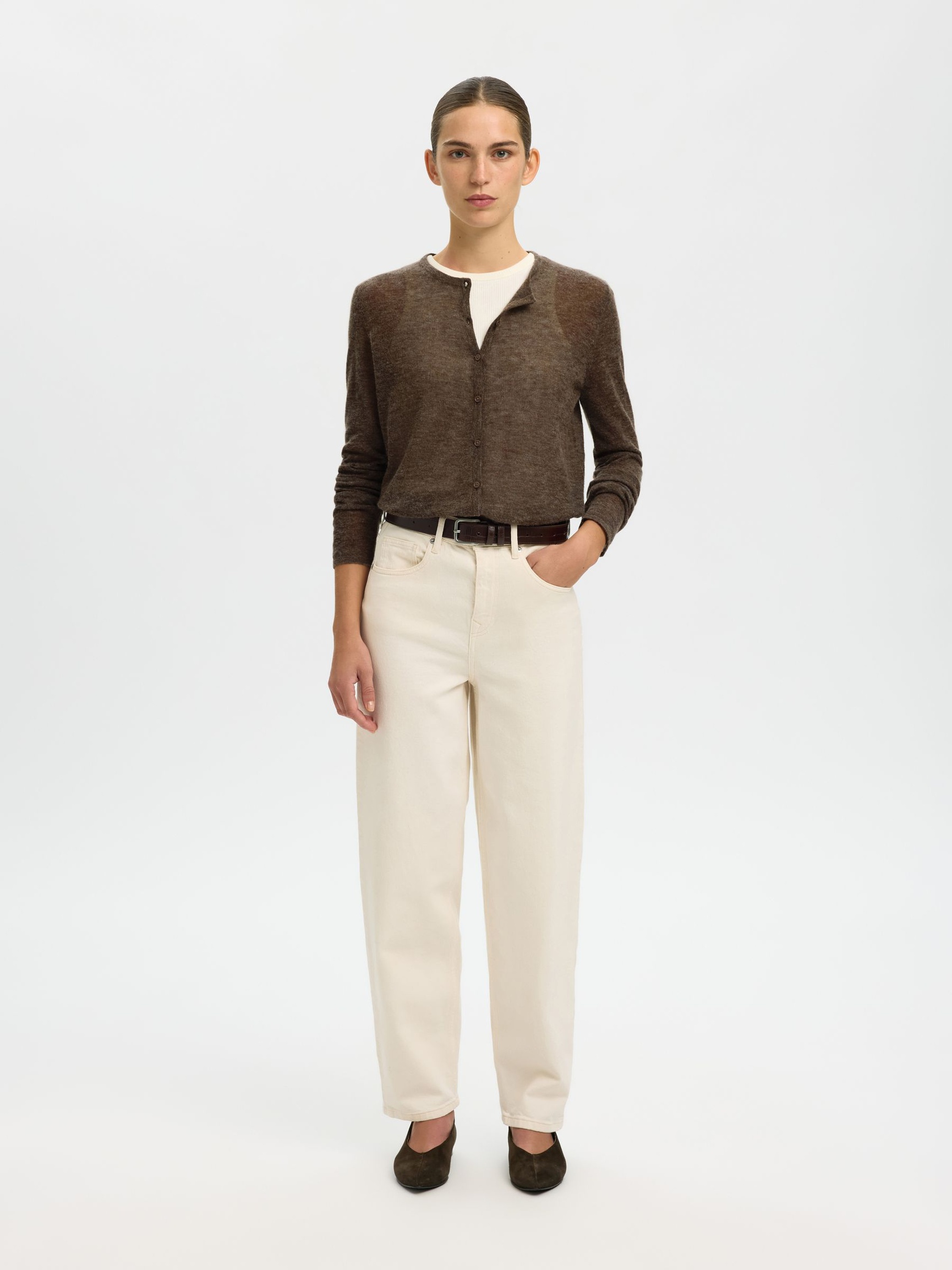 LANGARM STRICKJACKE, Chocolate Chip, highres