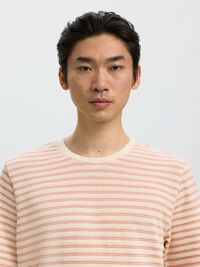 STRIPED CREWNECK T-SHIRT, Egret, highres