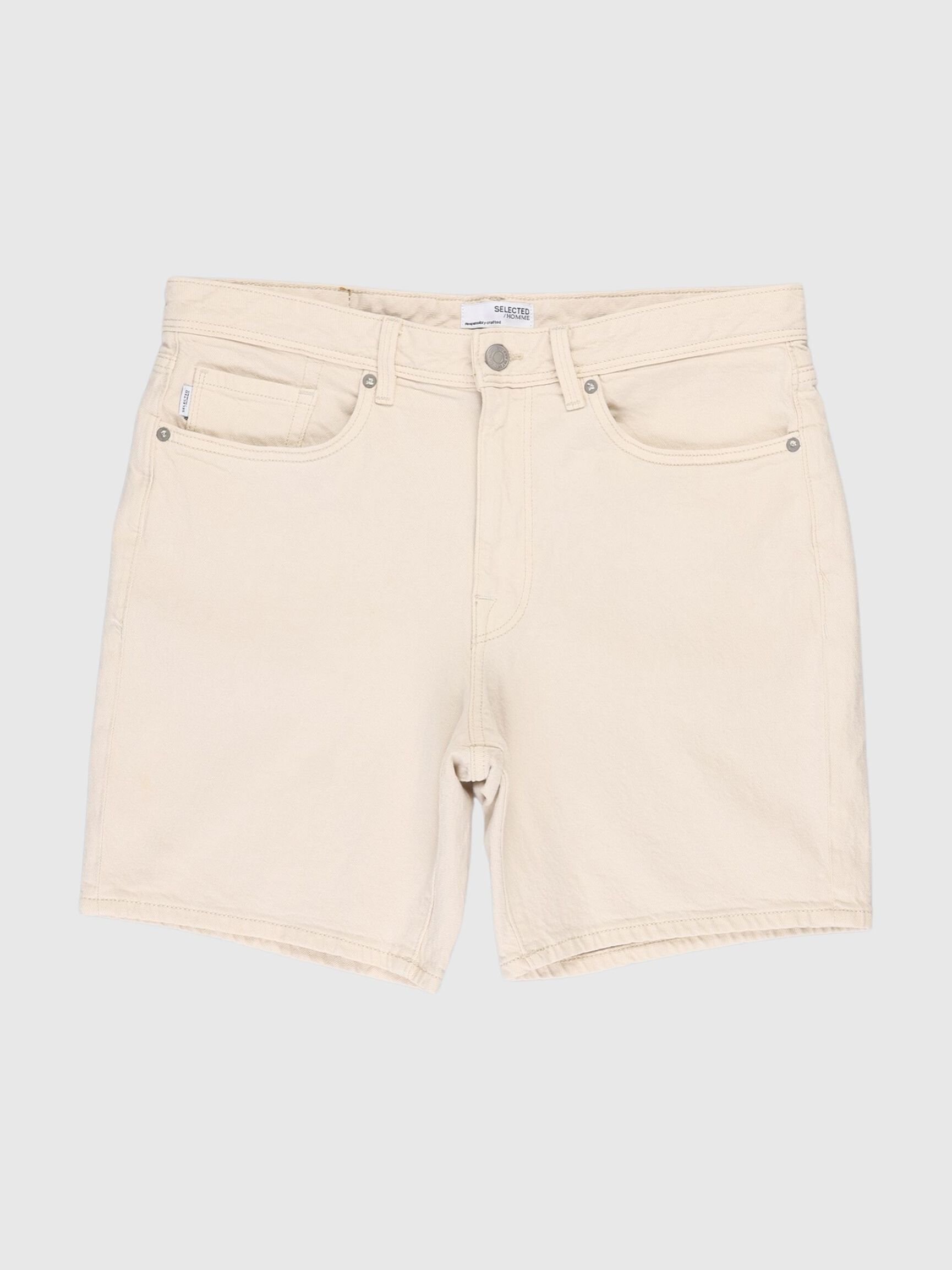 SLIM FIT SHORTS, Ecru, highres