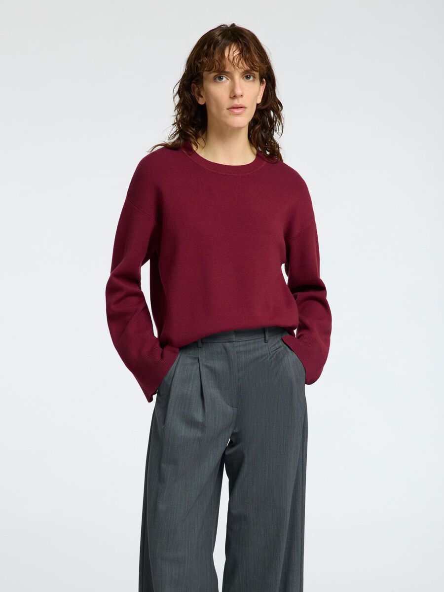 Selected VISCOSE BLEND KNITTED JUMPER, Zinfandel, highres - 16096169_Zinfandel_003.jpg