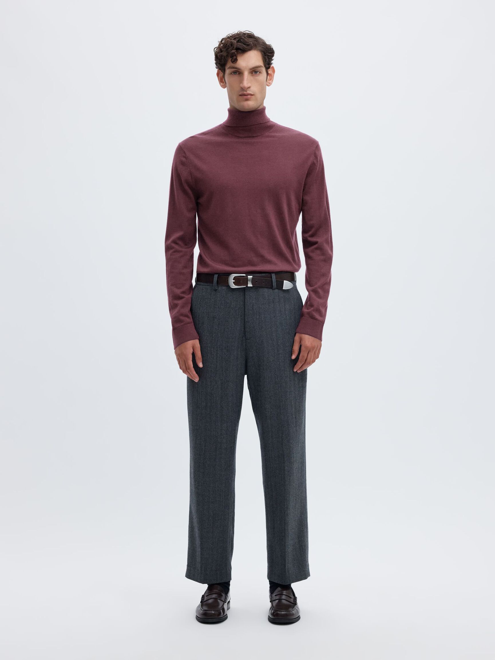 100% MERINO WOOL TURTLENECK, Tawny Port, highres