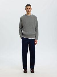 KATOENEN GEBREIDE TRUI, Medium Grey Melange, highres