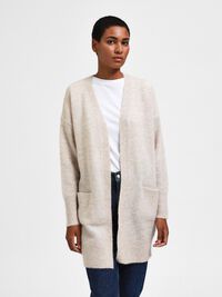 LONG KNITTED CARDIGAN, Birch, highres