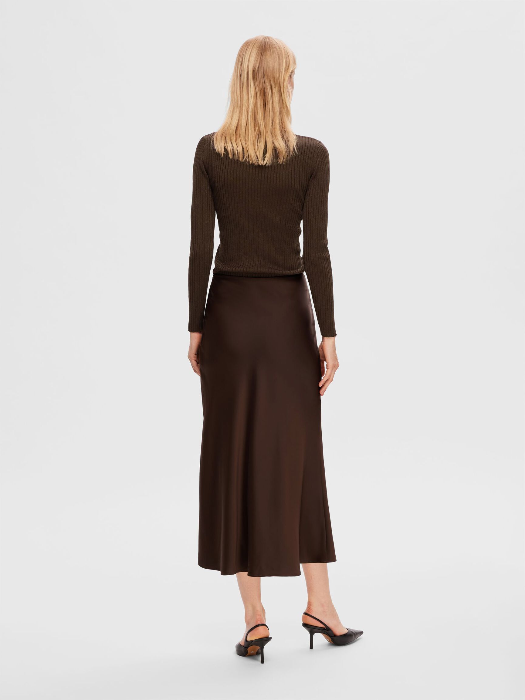 SATIN MIDI SKIRT, Java, highres