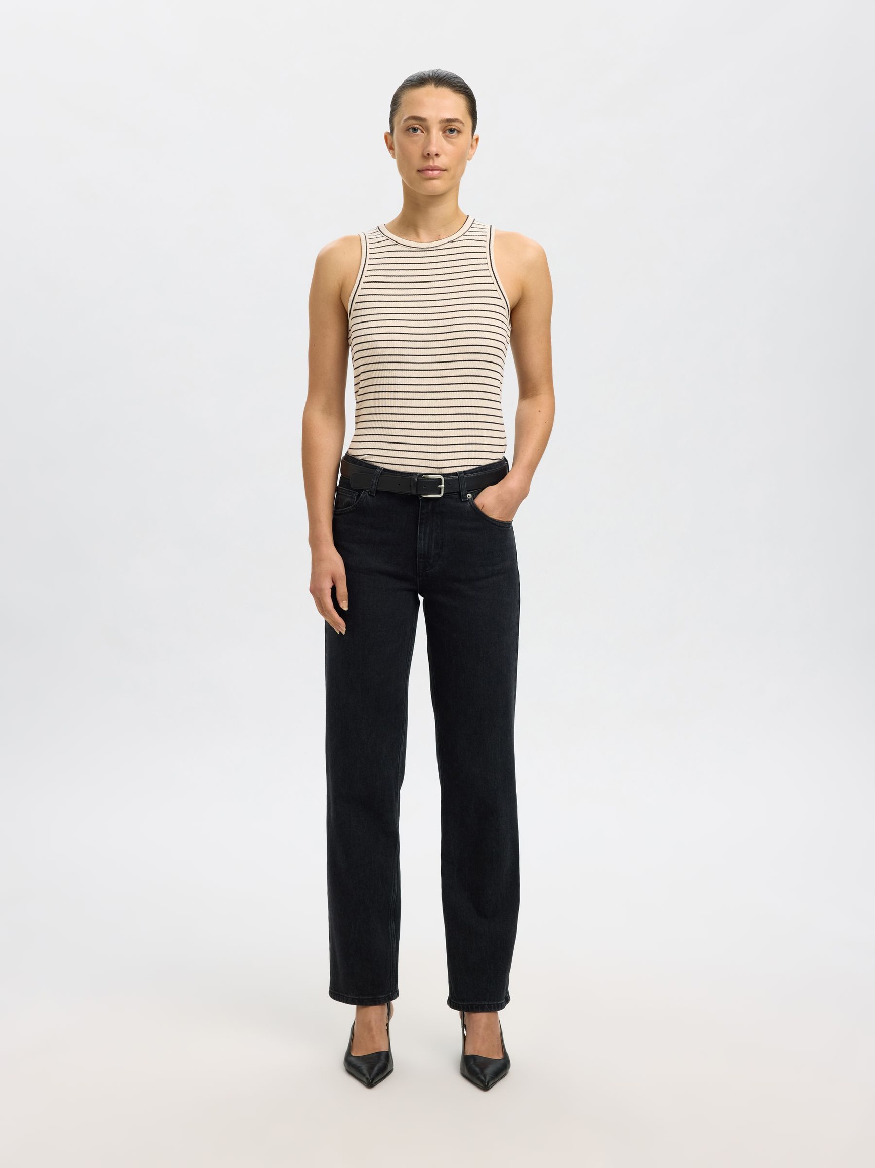 STRIPED TANK TOP, Oatmeal, highres