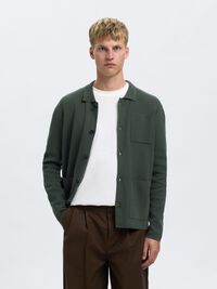RELAXED FIT KNITTED CARDIGAN, Deep Forest, highres