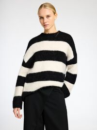 OVERSIZED ULDBLANDING STRIKTRØJE, Black, highres