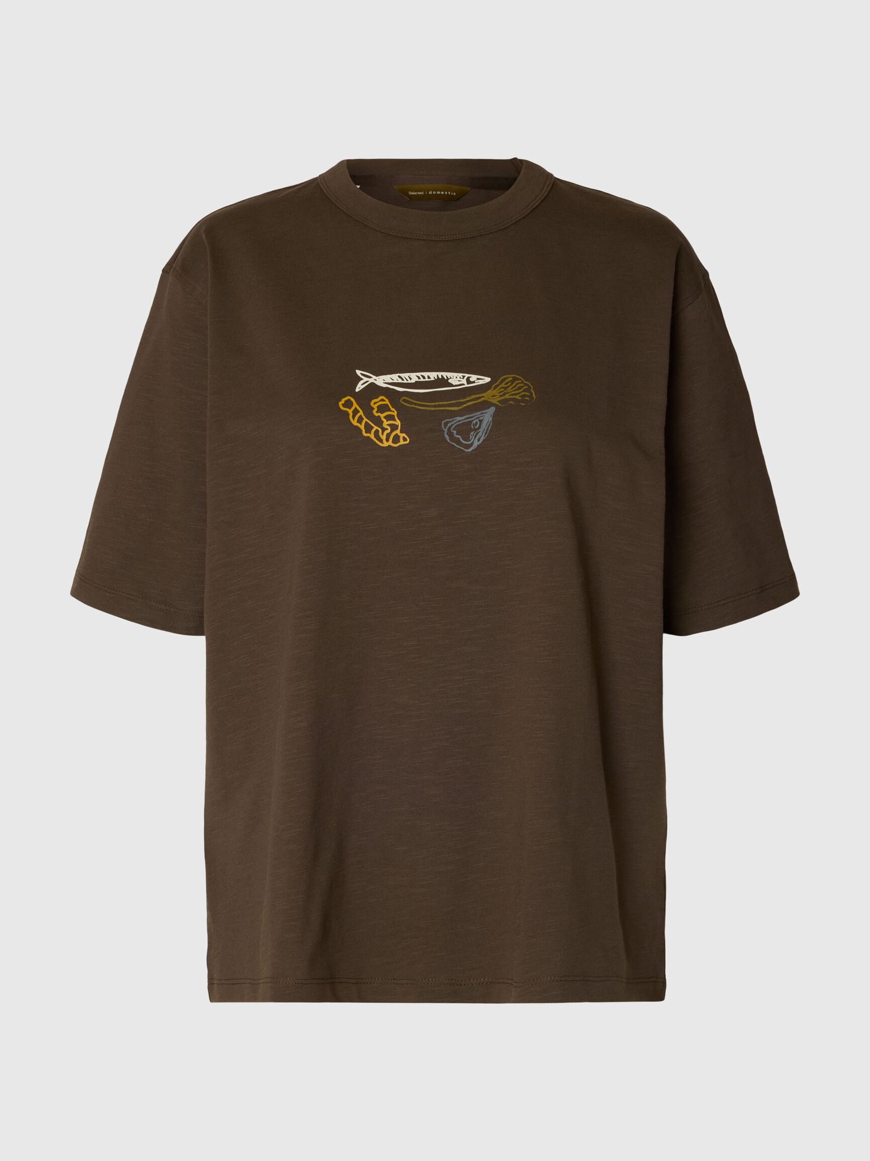 PRINT ØKOLOGISK BOMULD T-SHIRT, Turkish Coffee, highres