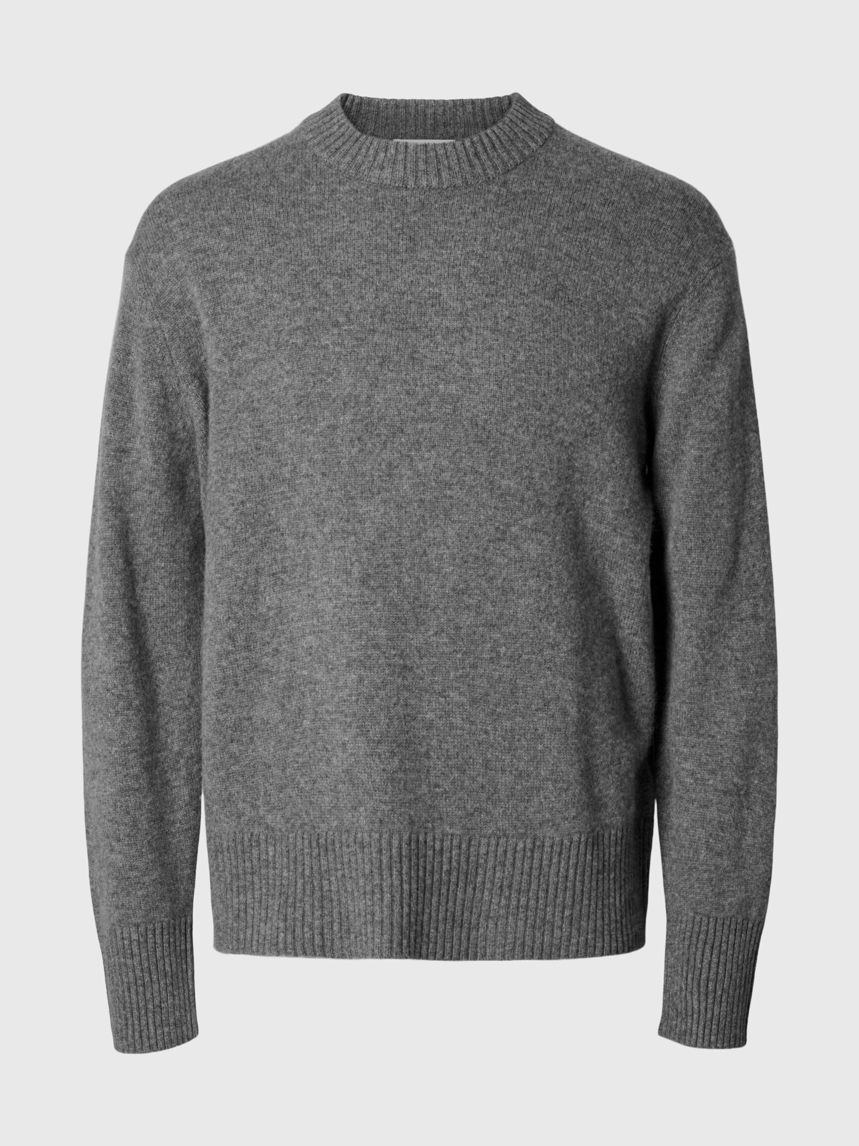 CASHMERE BLEND KNITTED PULLOVER, Medium Grey Melange, highres