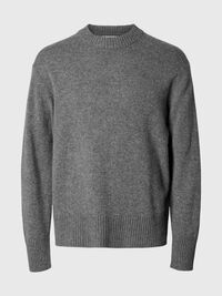 CASHMERE BLEND KNITTED PULLOVER, Medium Grey Melange, highres