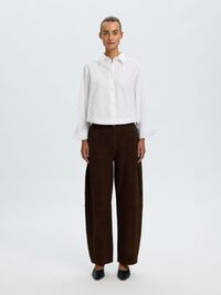 SUEDE BARREL FIT TROUSERS, Delicioso, highres