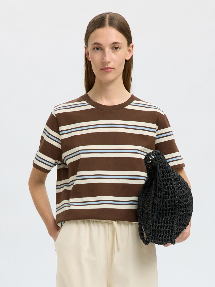 Selected BOXY FIT SHORT-SLEEVED T-SHIRT, Chestnut, highres - 16099323_Chestnut_1247006_003.jpg