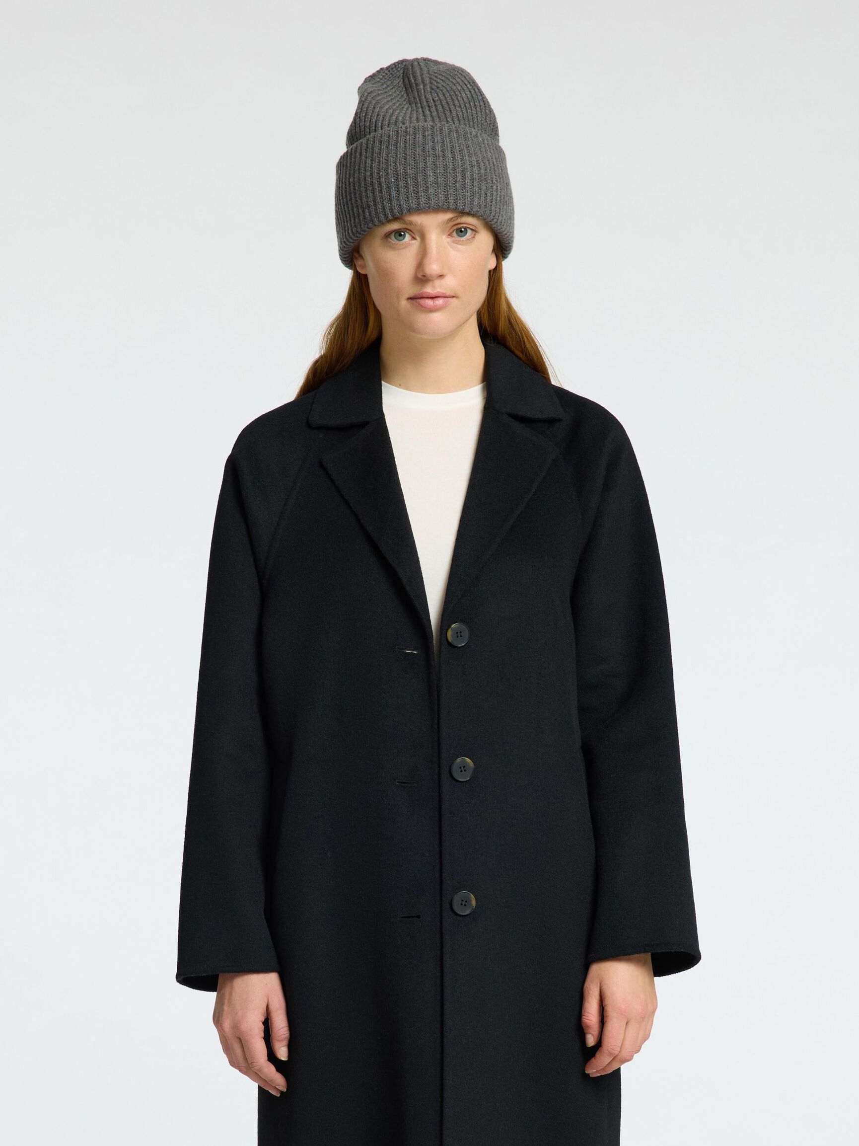 KNITTED BEANIE, Grey, highres