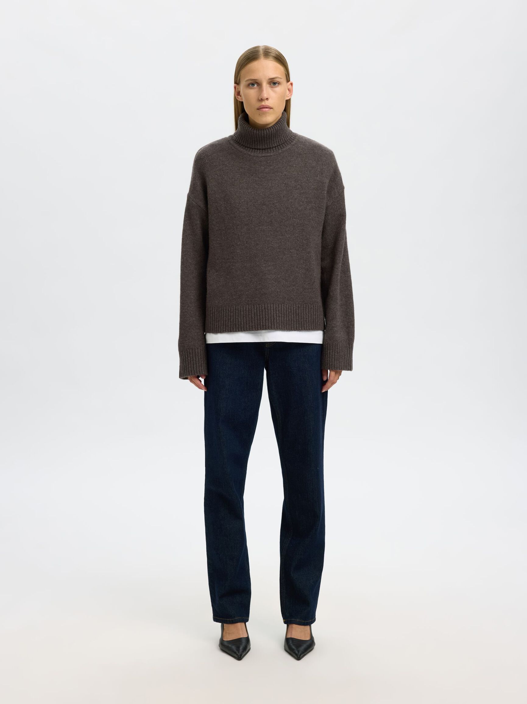 WOOL BLEND ROLL NECK JUMPER, After Dark, highres
