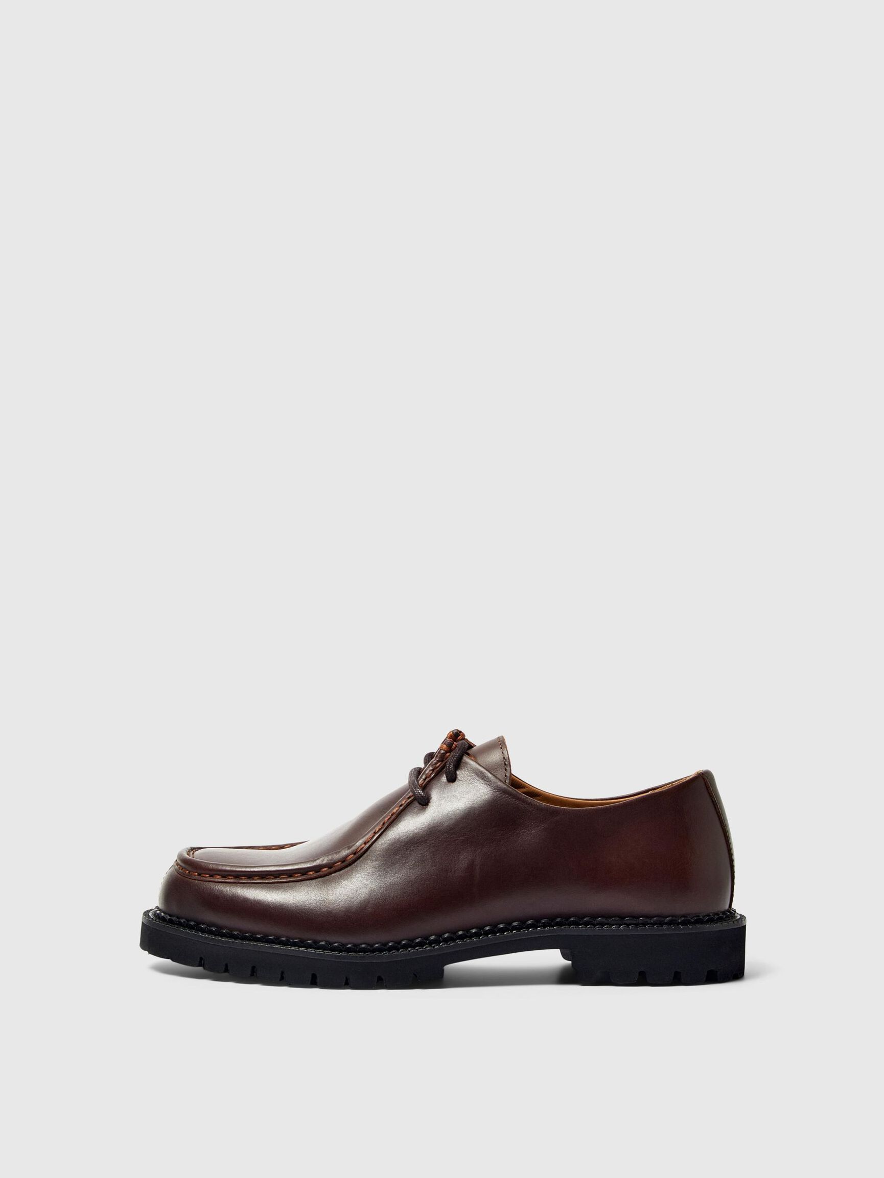 LEATHER MOC-TOE SHOES, Demitasse, highres