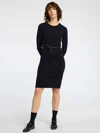 VISCOSEMIX GEBREIDE JURK, Black, highres