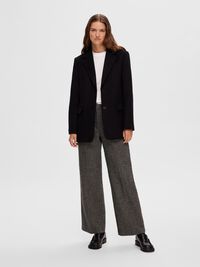 CLASSIQUE EN LAINE MÉLANGÉE BLAZER, Black, highres