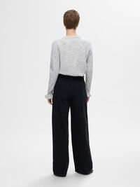 WOLLGEMISCH RÜSCHENÄRMEL PULLOVER, Light Grey Melange, highres