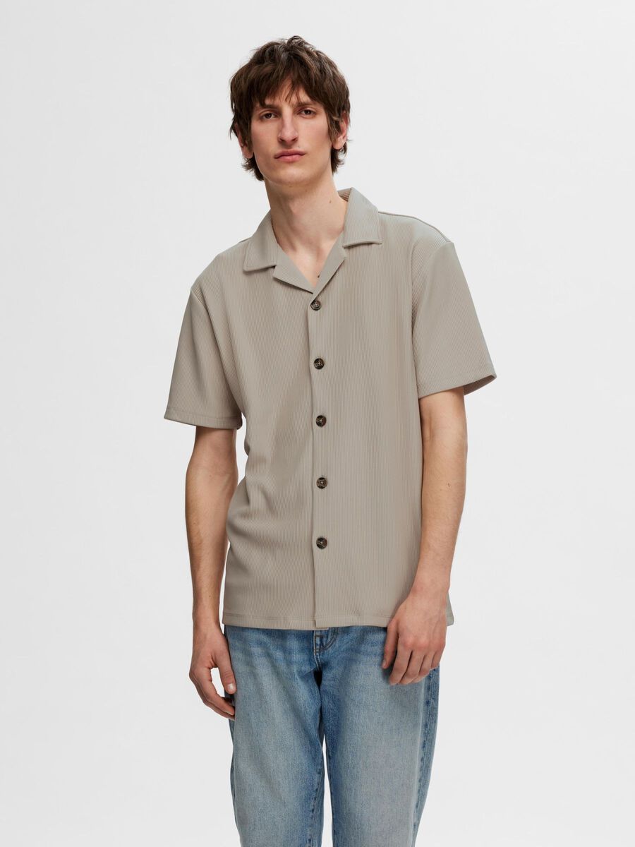 Selected GERIBDE CUBAN COLLAR OVERHEMD MET KORTE MOUWEN, Pure Cashmere, highres - 16090778_PureCashmere_003.jpg