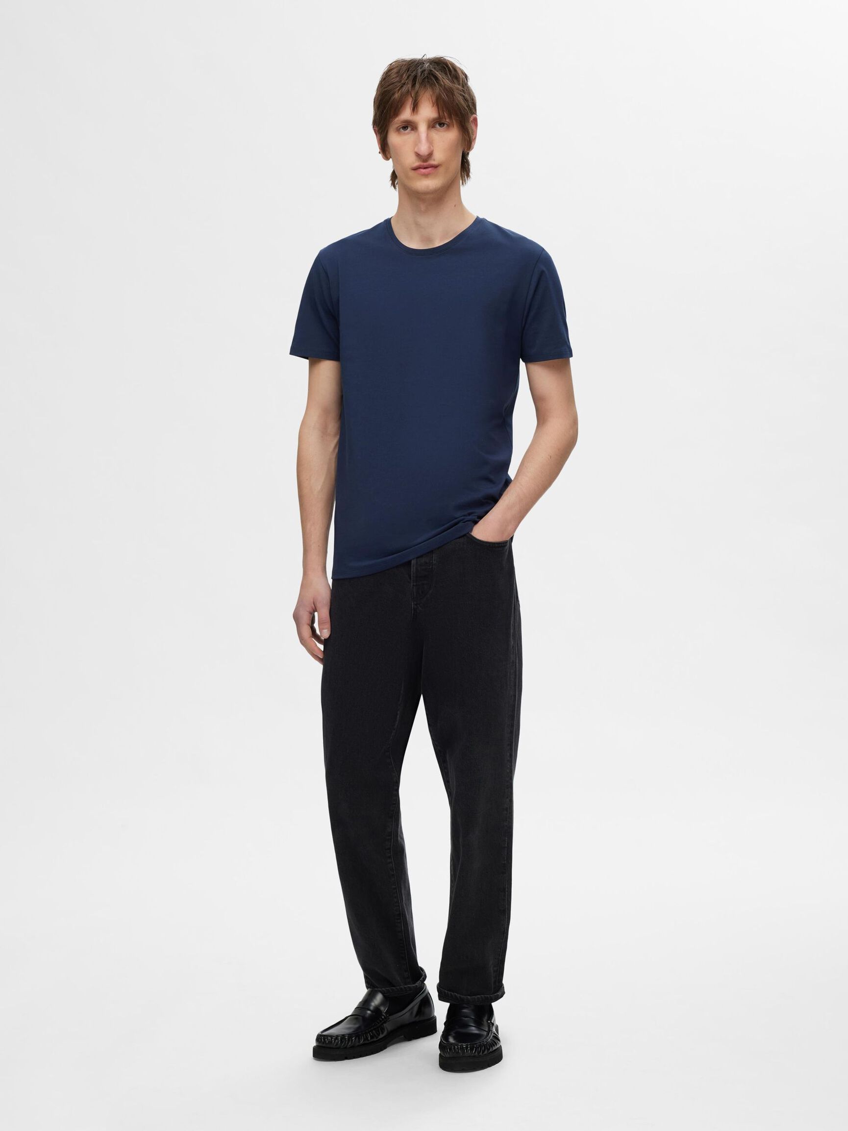 3-PACK COTTON T-SHIRT, Navy Blazer, highres