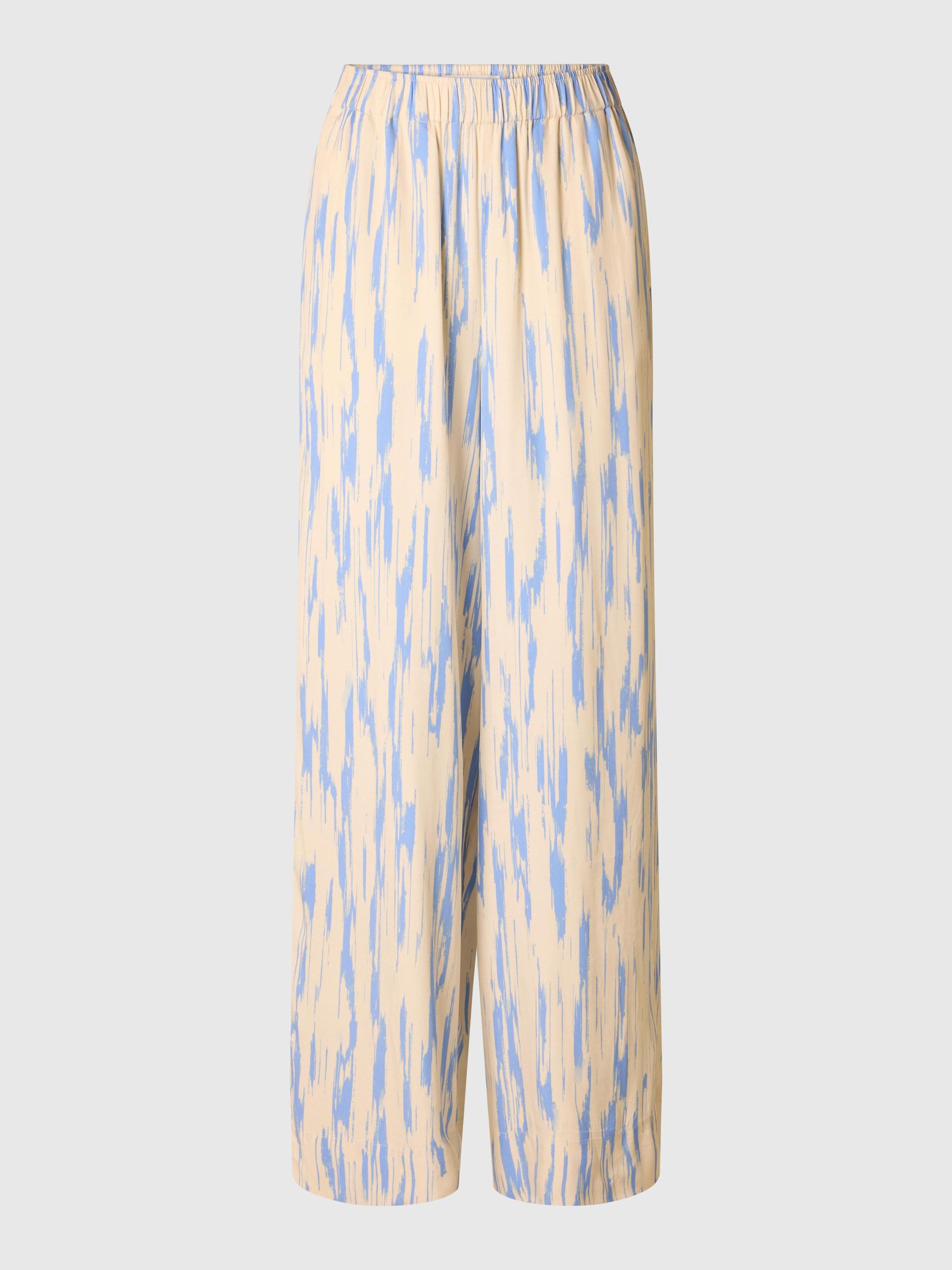 PRINT VISCOSE WIDE LEG BROEK, Birch, highres