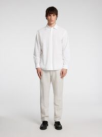 196 RAK PASSFORM BYXOR I LINNEBLANDNING, Pure Cashmere, highres