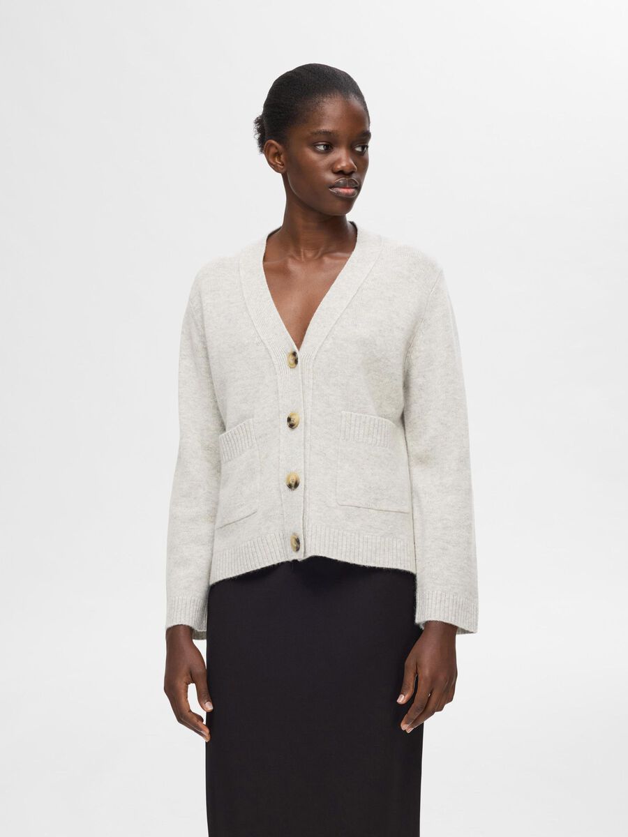 Selected CARDIGAN, Light Grey Melange, highres - 16094758_LightGreyMelange_003.jpg