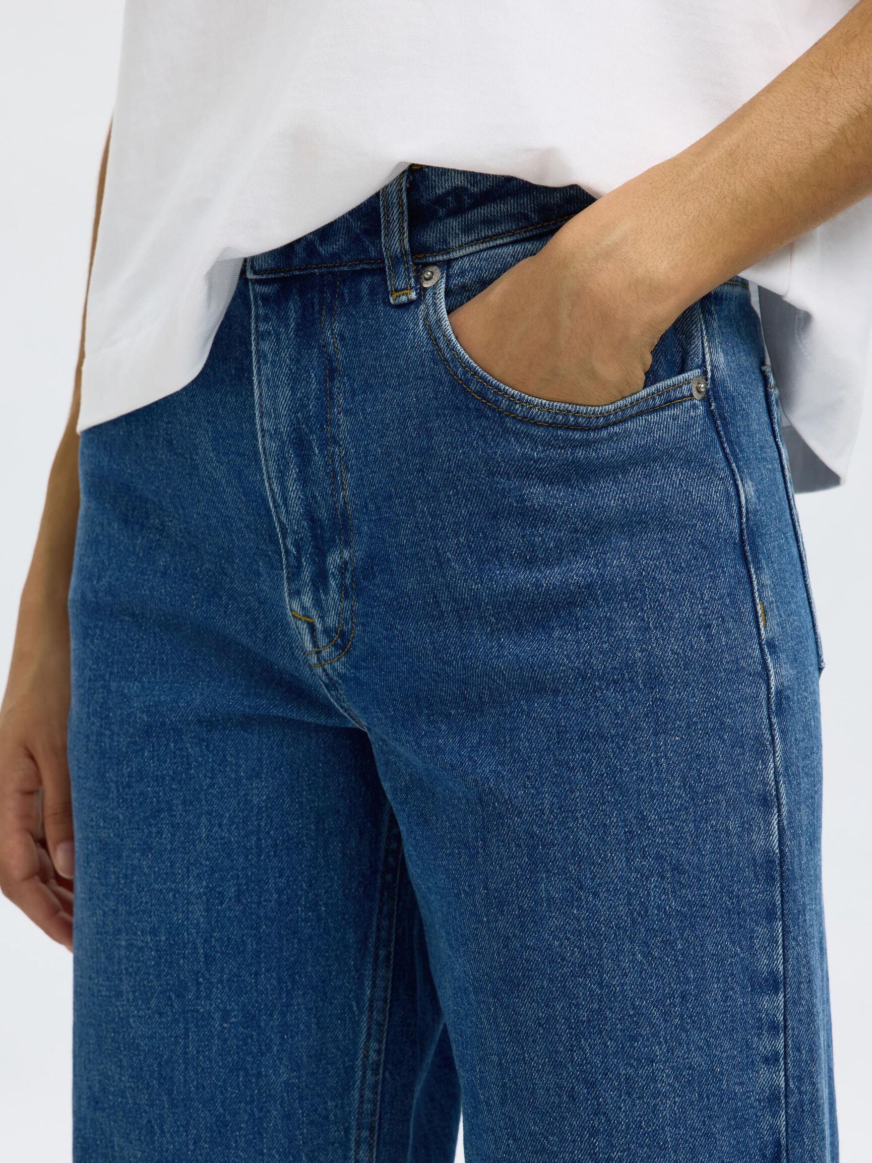 HIGH WAIST WIDE LEG JEANS, Medium Blue Denim, highres