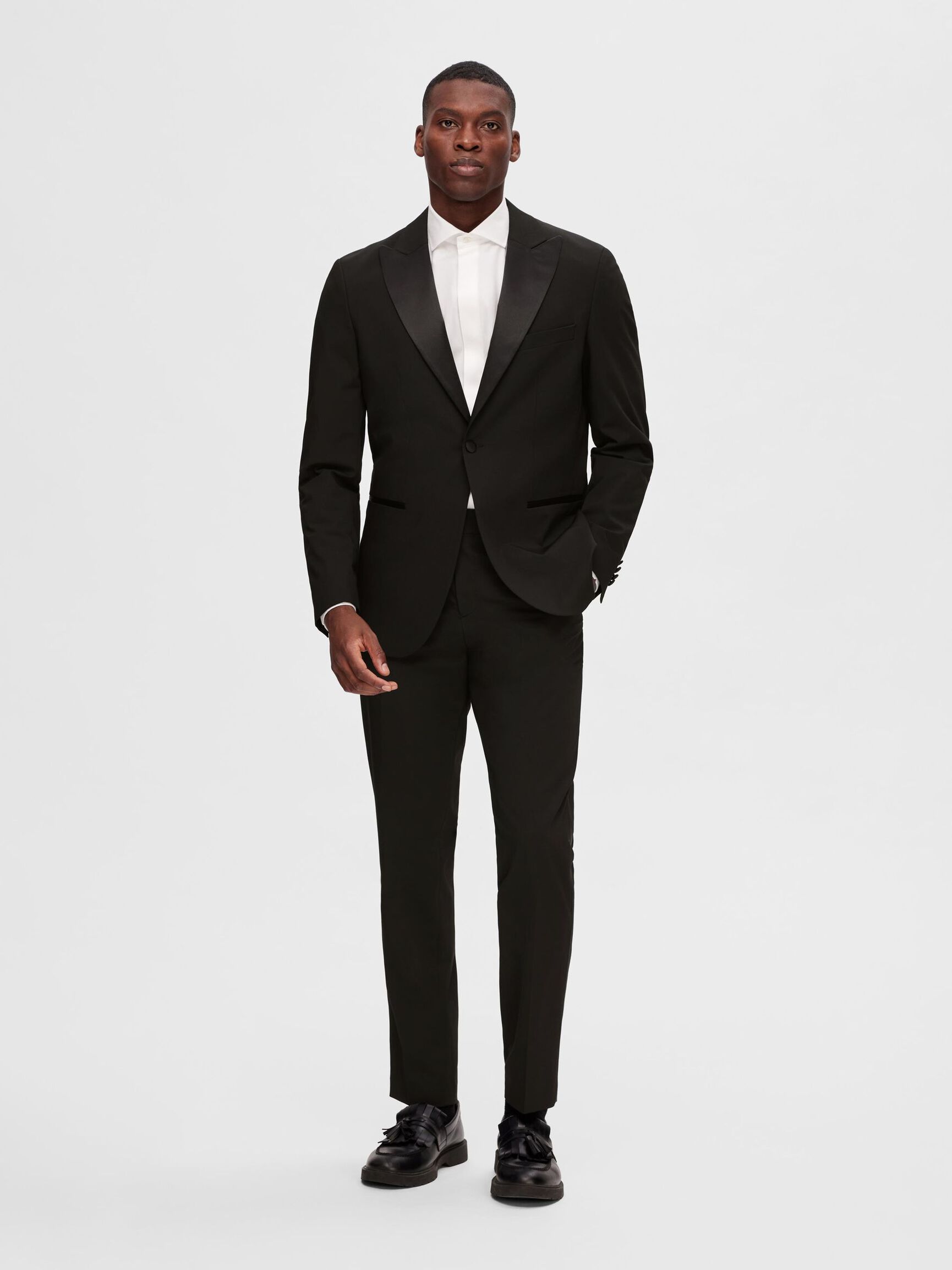 VISCOSEMIX SMOKING BLAZER, Black, highres