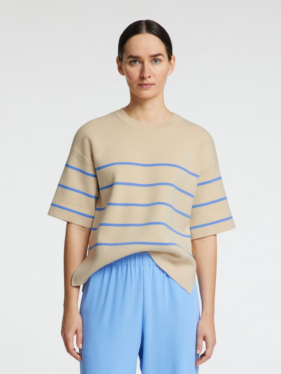 Selected SHORT-SLEEVED KNITTED TOP, Birch, highres - 16092337_Birch_1189144_003.jpg