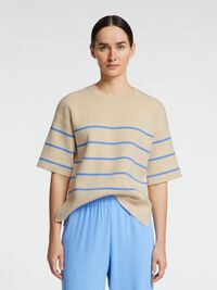 SHORT-SLEEVED KNITTED TOP, Birch, highres