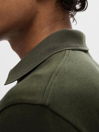 ZIPPER POLO SHIRT, Forest Night, highres