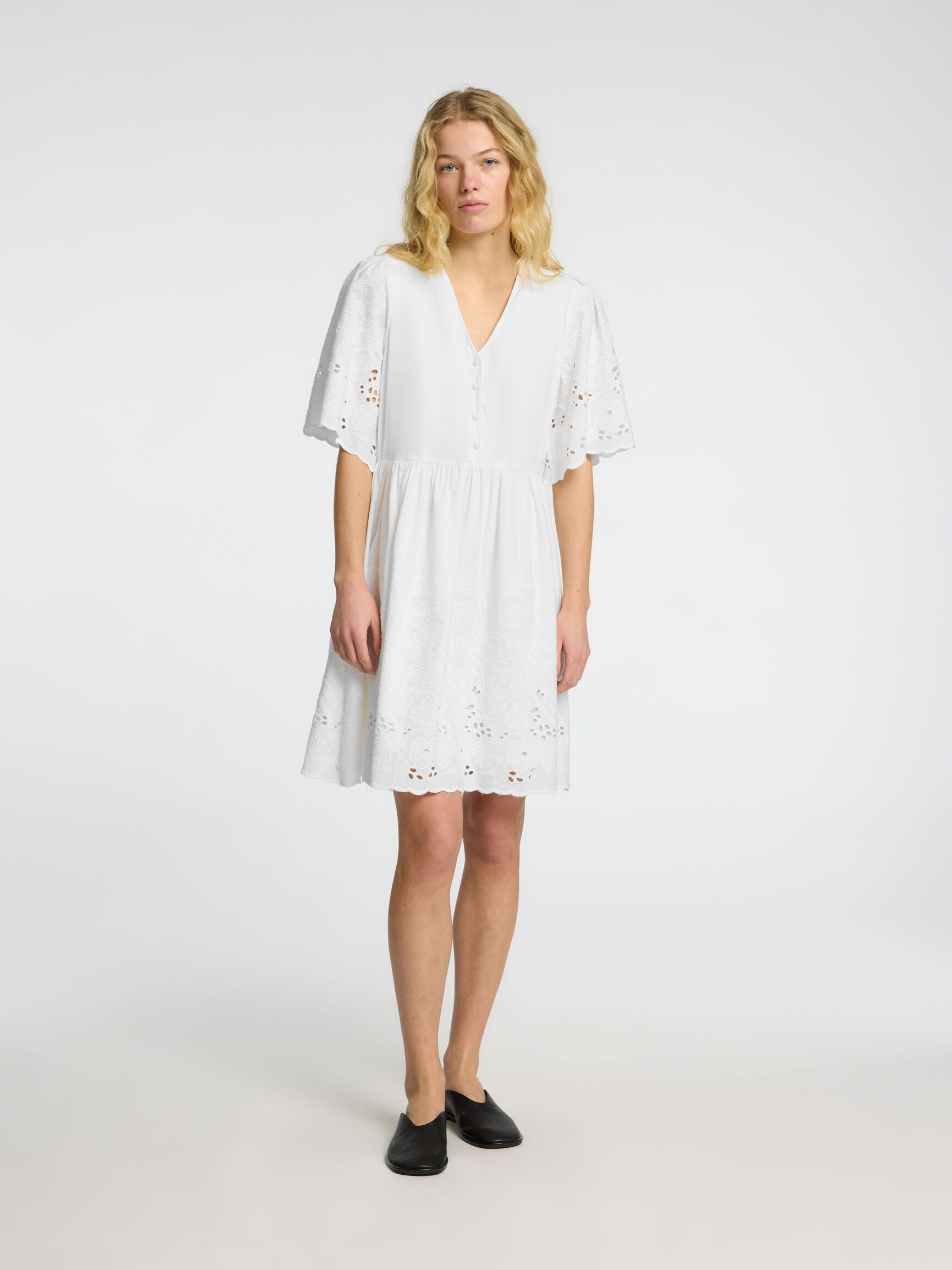 EMBROIDERED MINI DRESS, Bright White, highres