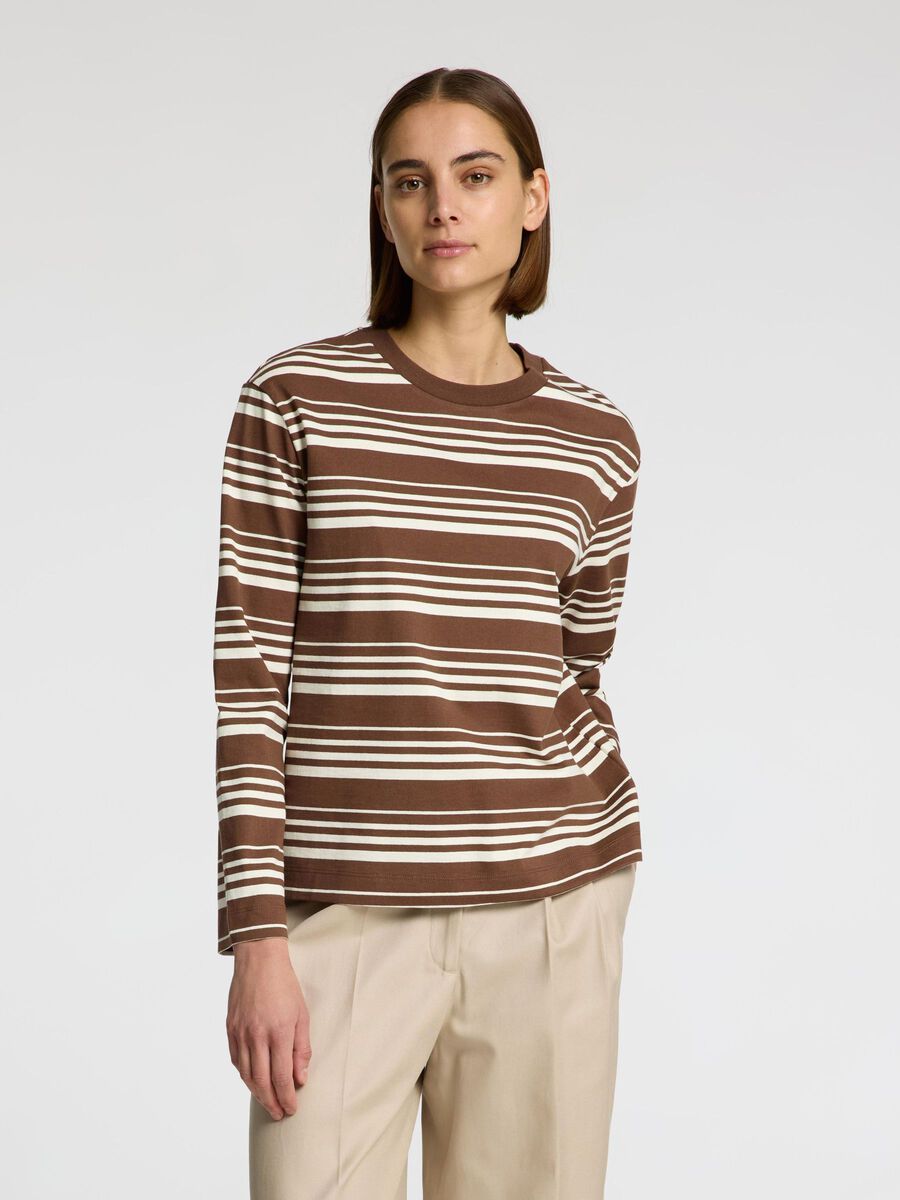 Selected BOXY FIT T-SHIRT MET LANGE MOUWEN, Chestnut, highres - 16099324_Chestnut_1221919_003.jpg