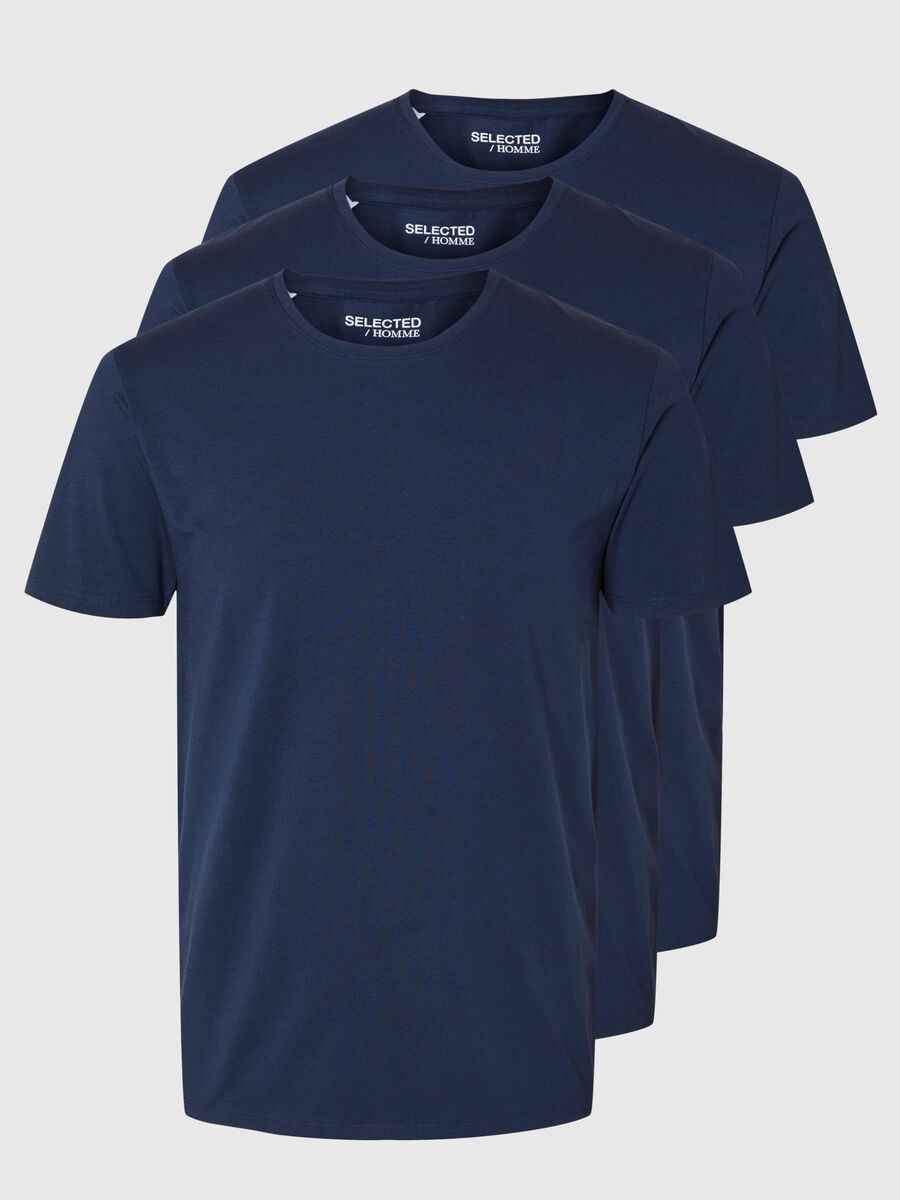 Selected 3-PACK COTTON T-SHIRT, Navy Blazer, highres - 16094475_NavyBlazer_001.jpg