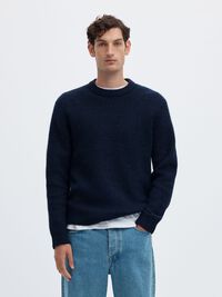 WAFFLE KNIT JUMPER, Navy Blazer, highres