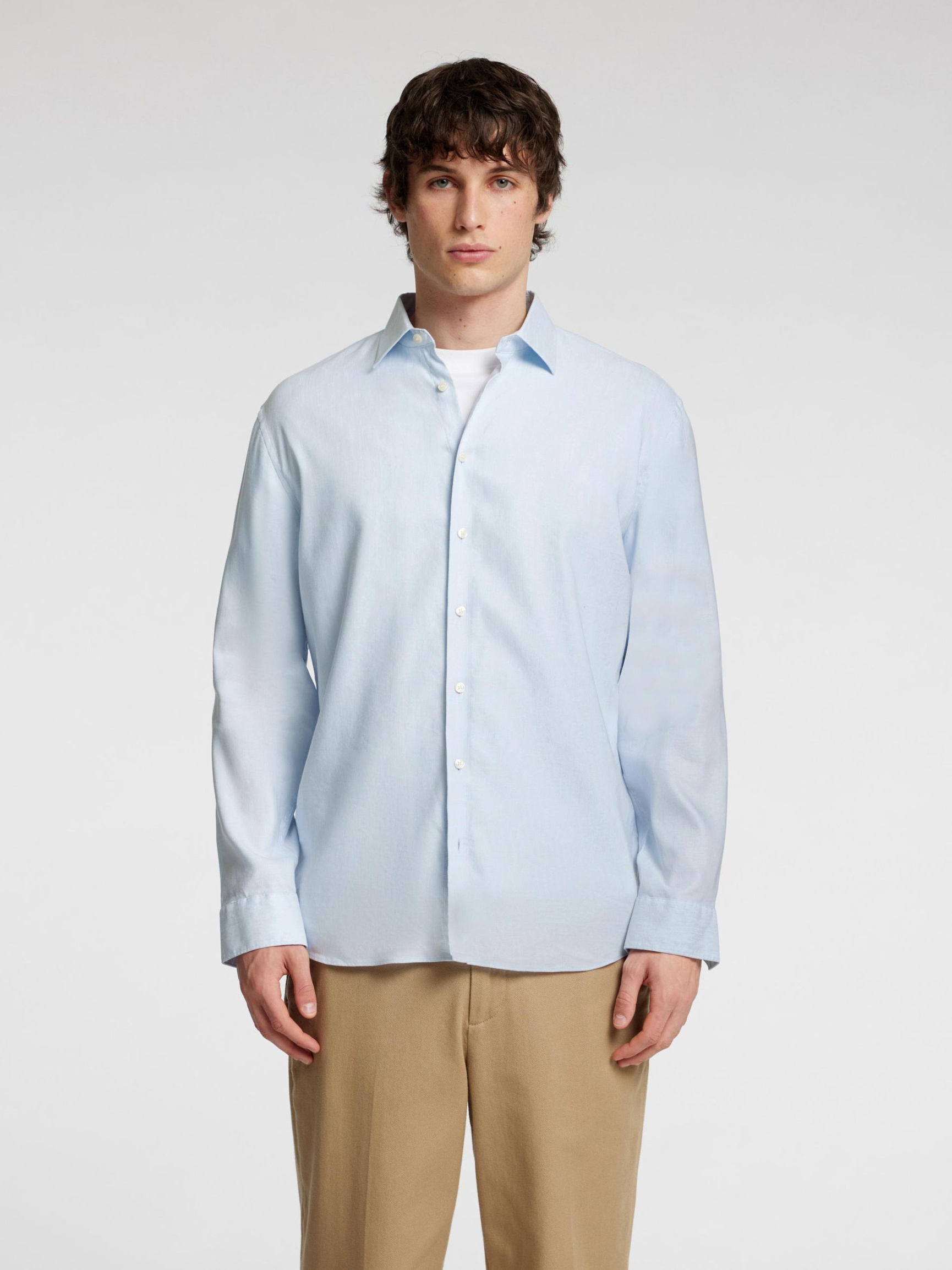LANGE MOUWEN OVERHEMD, Cashmere Blue, highres