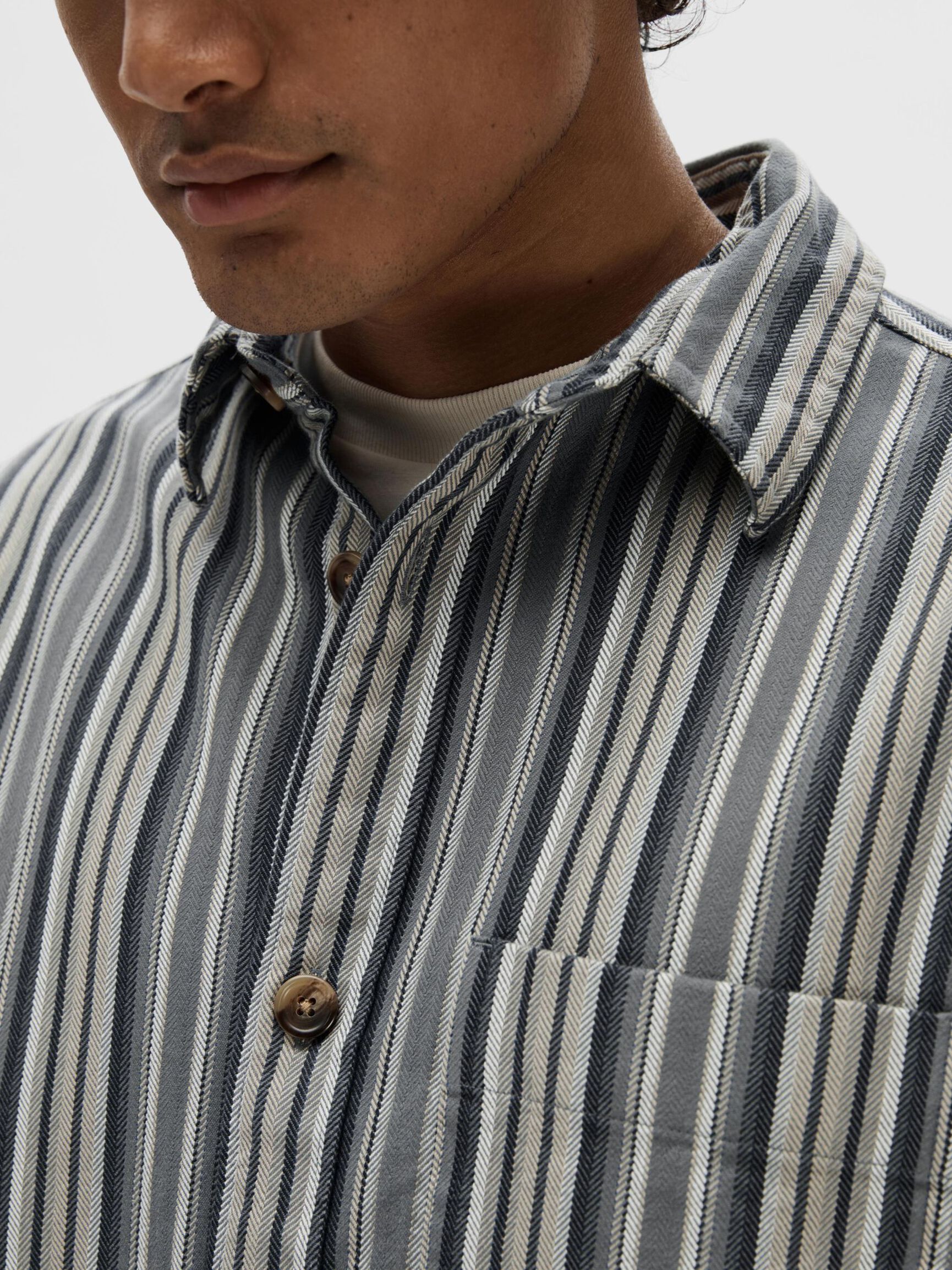 GESTREIFTES BAUMWOLL OVERSHIRT, Stormy Weather, highres