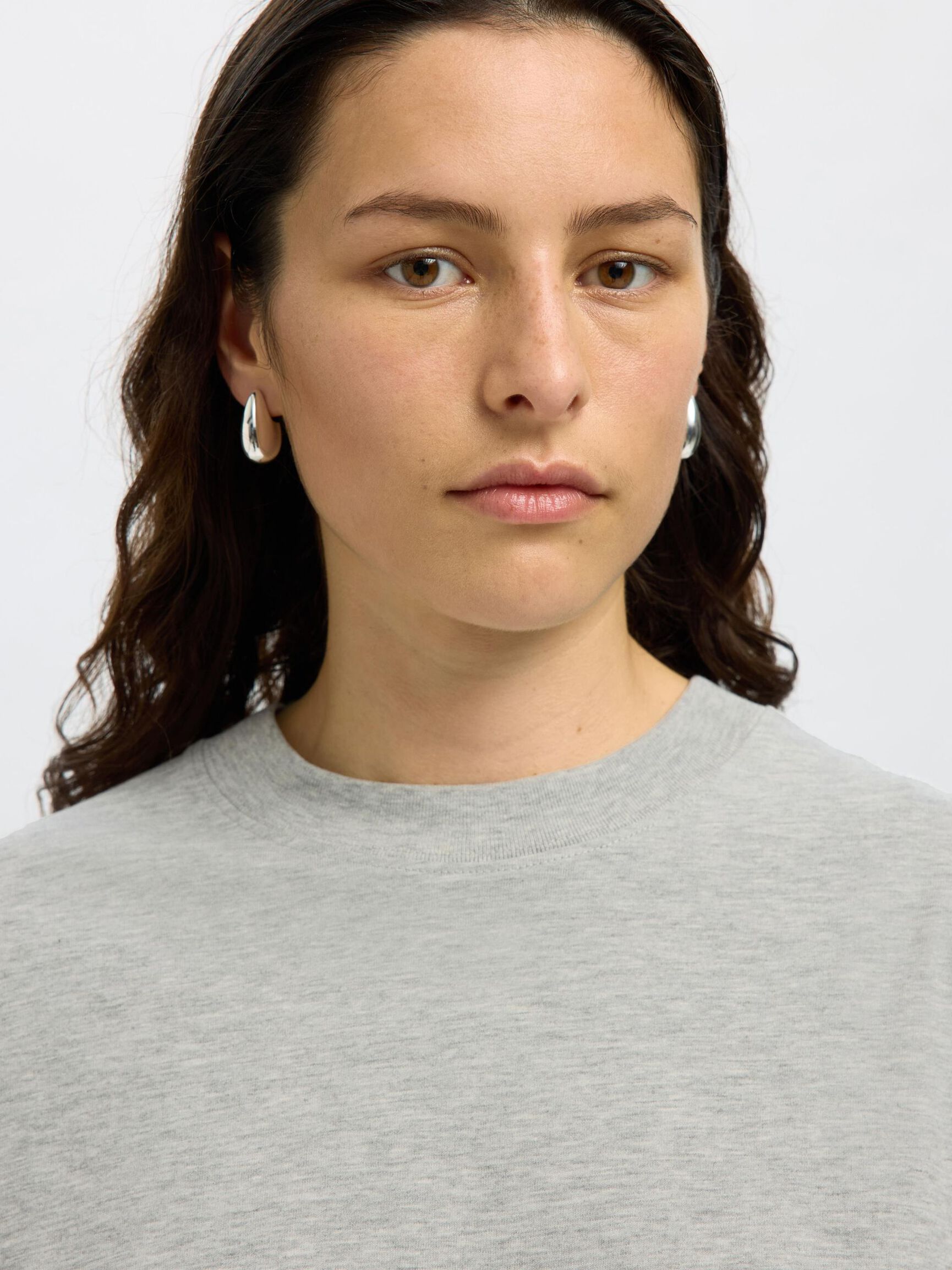 BASIC T-SHIRT IN OVERSIZE, Light Grey Melange, highres